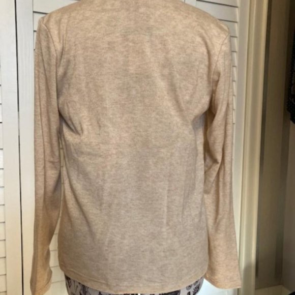 Conquista Beige Melange V-Neck Knit Top (L/42) - Picture 2 of 6